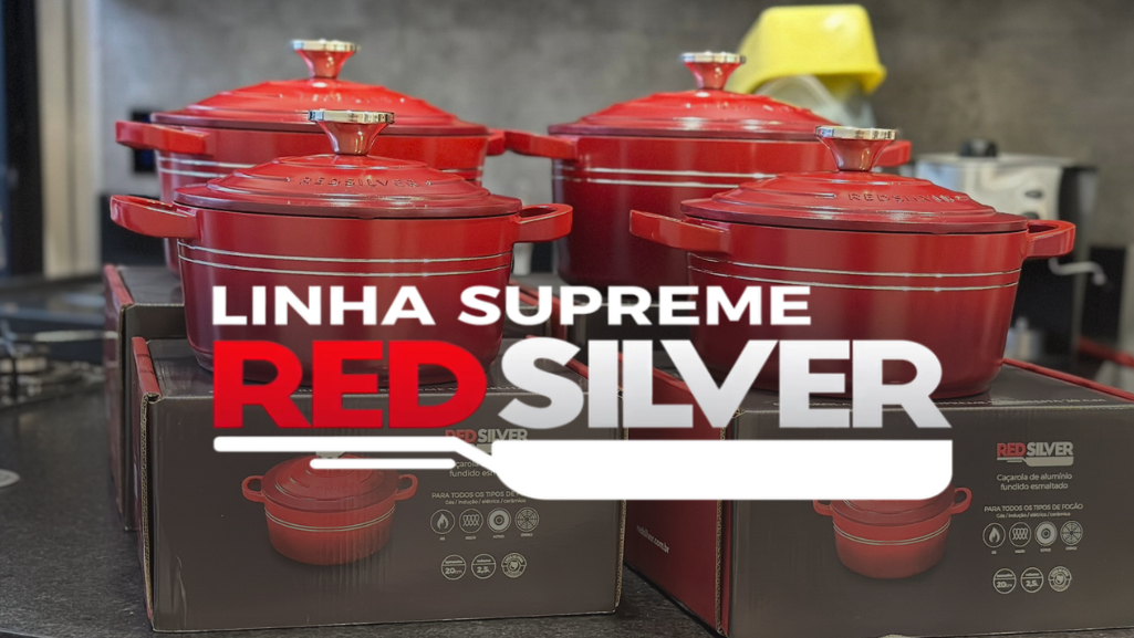 Descubra as Novas Panelas RedSilver da Linha Supreme 3 Panelas RedSilver Supreme Vermelhas Kit Duo ou Quarteto