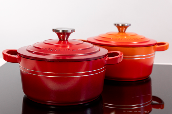 Panelas Redsilver supreme vermelho e laranja com tampas